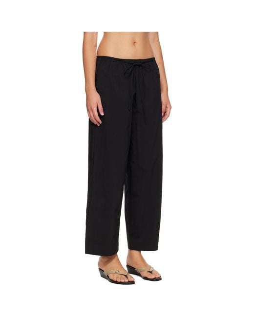St. Agni Black Fine Rouleau Crop Trousers