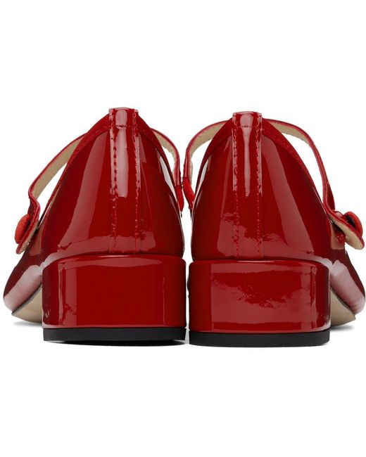 Repetto Red Rose Mary Janes Heels