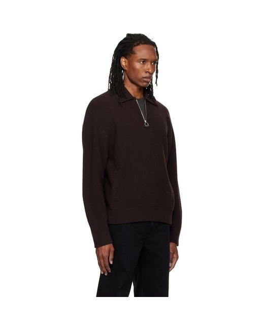 Wooyoungmi Black Ribbed Wool Polo for men