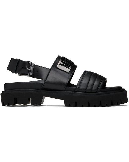 Sandales noires en cuir de veau à ferrure à logo Moschino pour homme en coloris Black