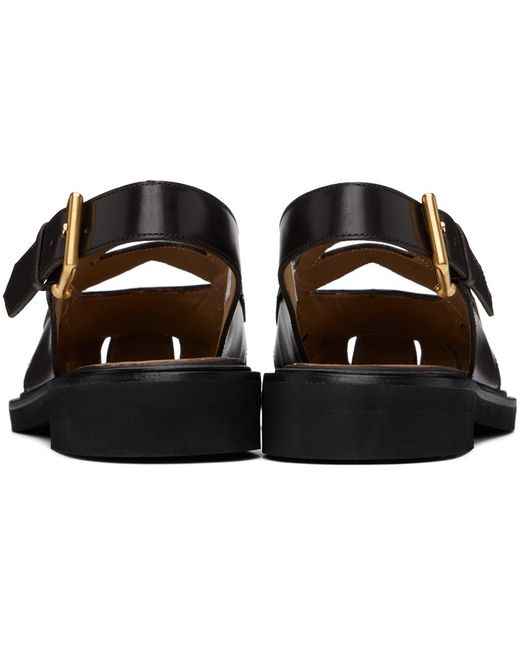 Thom Browne Black Brown Cutout Slingback Sandals for men