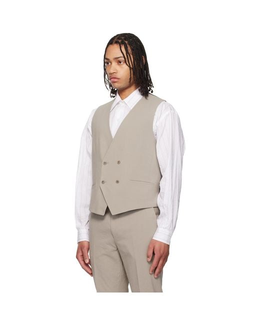 HUGO Black Taupe Three-Piece Extra-Slim-Fit Stretch-Cotton Seersucker Suit for men