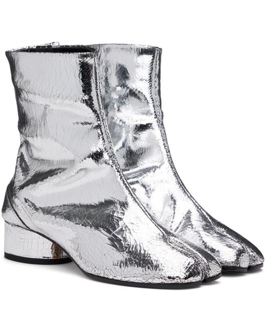 Maison Margiela Black Cracked Calfskin Tabi Ankle Boots