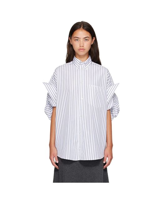 Balenciaga White Tucked Sleeve Shirt