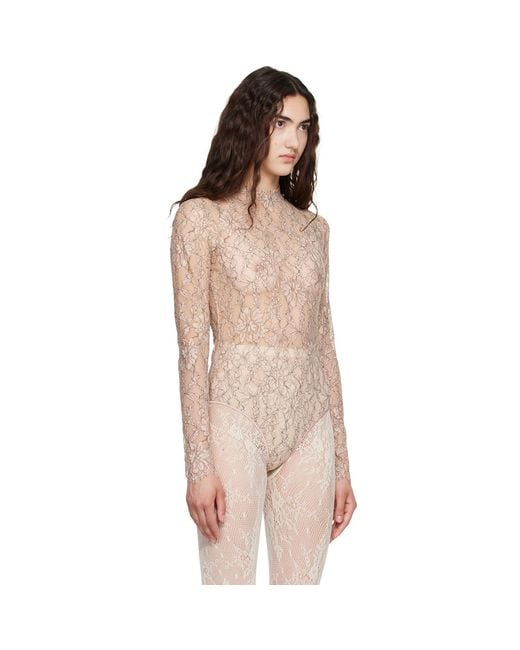 Valentino Brown Floral Lace Bodysuit