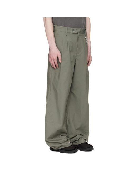 Reese Cooper Brown Khaki Cotton Ripstop Pleated Trousers for men