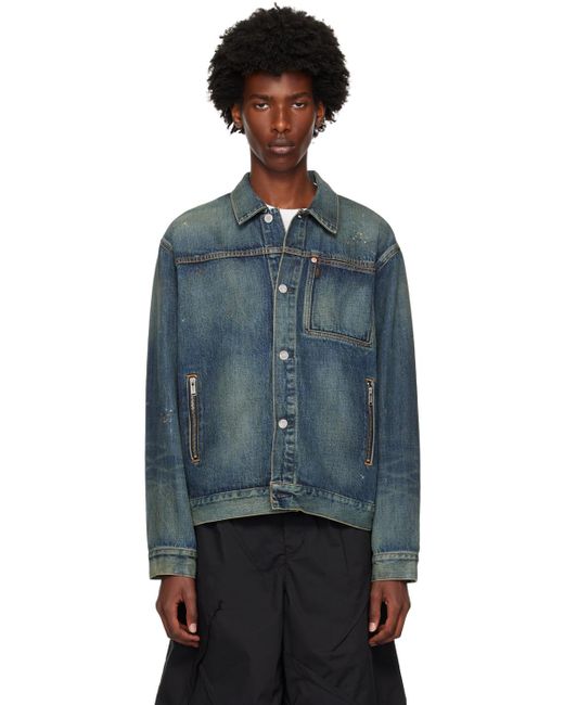 Undercover Blue Distressed Denim Jacket for men