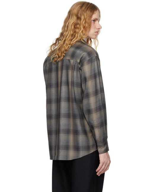 AURALEE Super Light Wool Check Shirt in Black for Men | Lyst UK