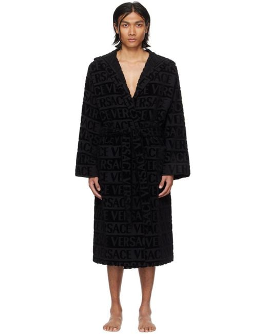 Versace Black Allover Robe for men