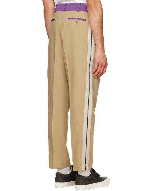 Palm Angels Natural Tan & Track Belt Trousers for men