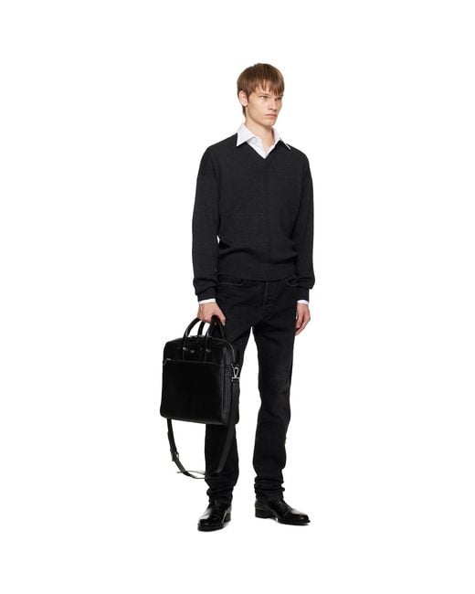 Tom Ford Black Grain Leather Slim Briefcase for men