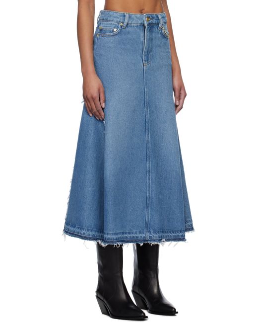 Ganni Blue Heavy Denim Midi Skirt
