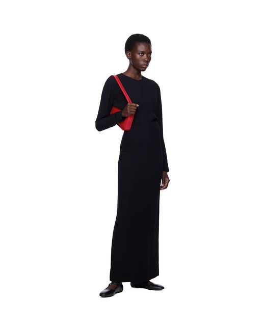Totême  Black Long-Sleeve Slouch Waist Maxi Dress