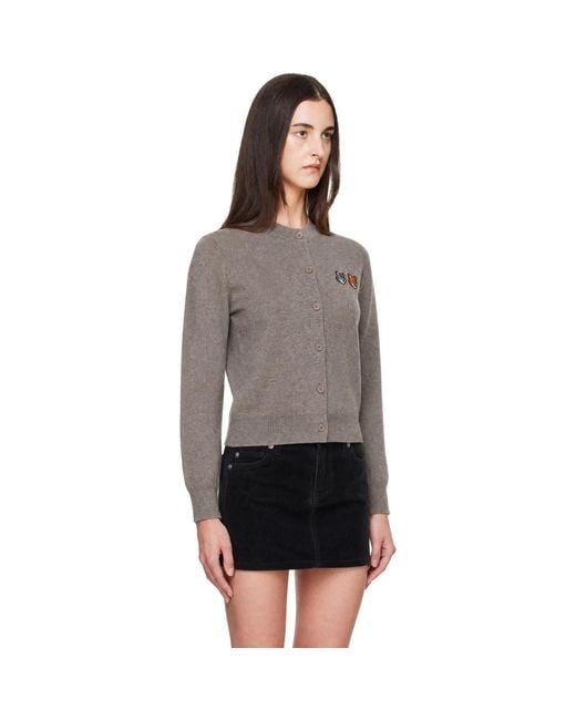 Maison Kitsuné Gray Taupe Double Fox Head Regular Cardigan