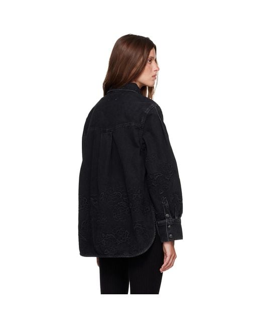 Ganni Black Broderie Anglaise Denim Shirt