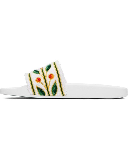 Casablanca White Embroidered Terry Slides for men