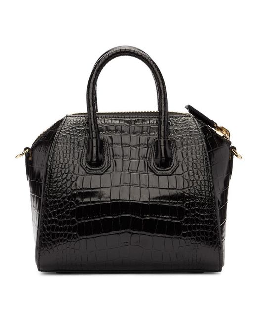 Givenchy Black Croc Mini Antigona Bag in Black - Lyst