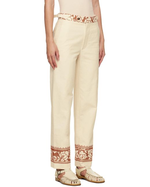 Bode Natural Off-white Rose Garland Trousers