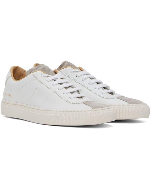 Common Projects White Court Classic Sneakers in Black | Lyst
