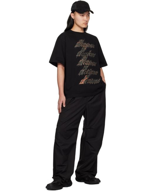メンズ we11done ブラック Spark Logo Tシャツ Black