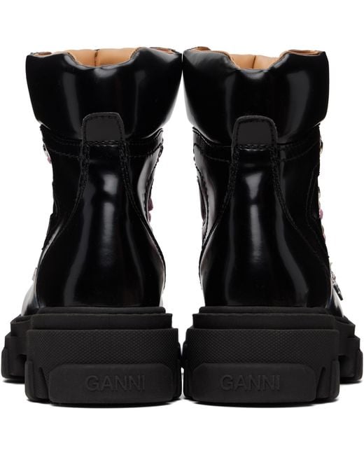 Ganni Black Cleated Mountain Ankle Boot