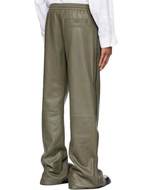 Acne Green Zip Leather Pants for men