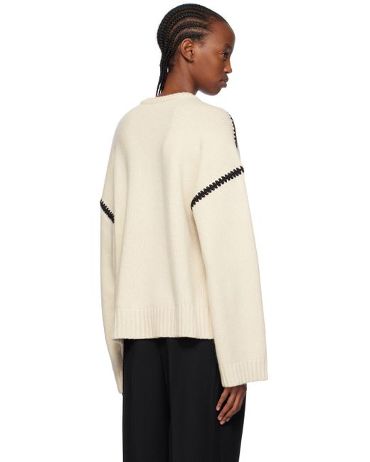 Totême  Black Toteme Off-white Embroidered Sweater