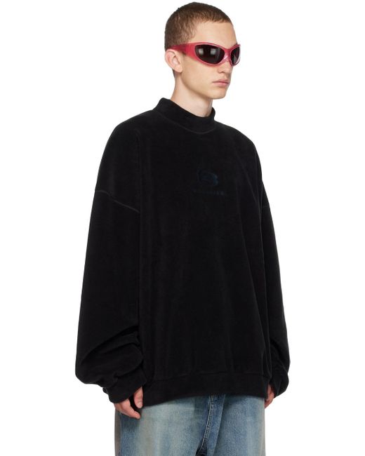 Balenciaga Black Embroidered Sweatshirt for men