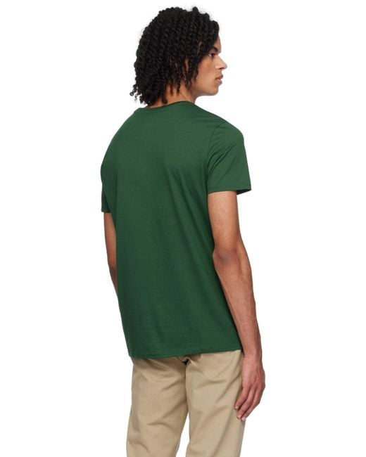 T-shirt vert à col ras du cou Lacoste pour homme en coloris Green