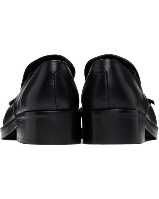 STEFAN COOKE Black Leather Slip-On Loafers for men