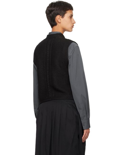 Lemaire Black Textured Stitch Vest