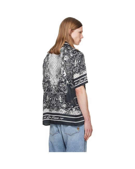 Balmain Black Printed Foulard Pyjama Shirt for men
