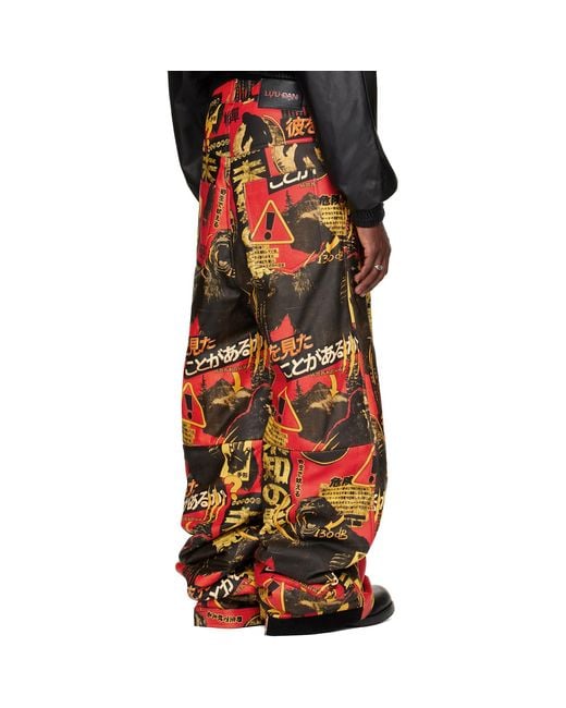 Lu'u Dan Red Ssense Exclusive & Stacked Leather Snow Pants for men