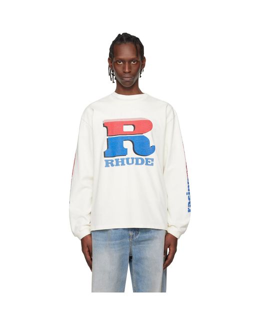Rhude Multicolor Off- Split Petrol Logo Ls T-Shirt for men