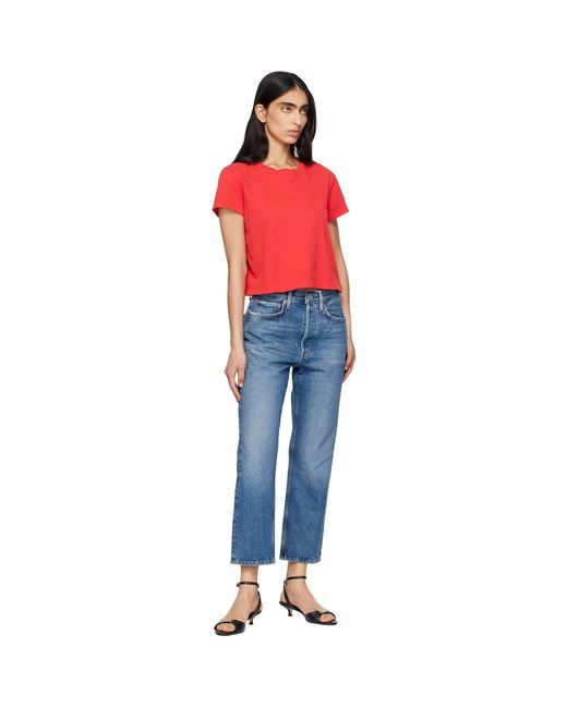 Agolde Blue 90's Crop Mid Rise Straight Jeans