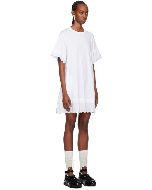 Robe t-shirt courte trapèze blanche Simone Rocha en coloris Black