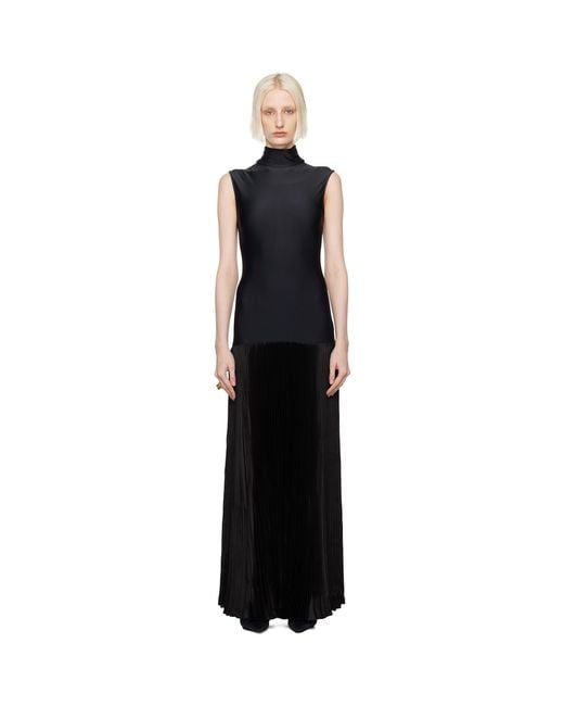ALAINPAUL Black Plissee Maxi Dress