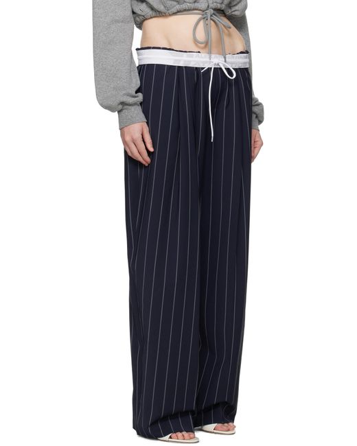 Alexander Wang ネイビー Tropical Wool ピンストライプ ストレッチ トラウザーズ Blue