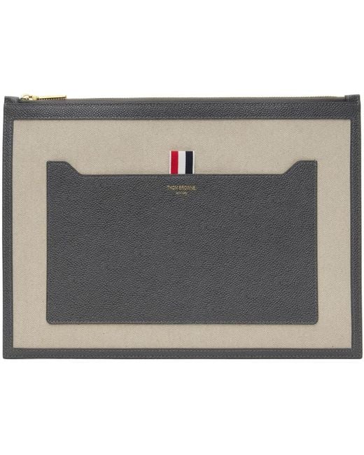 Thom Browne Black Thom E Medium Two-tone Document Holder for men