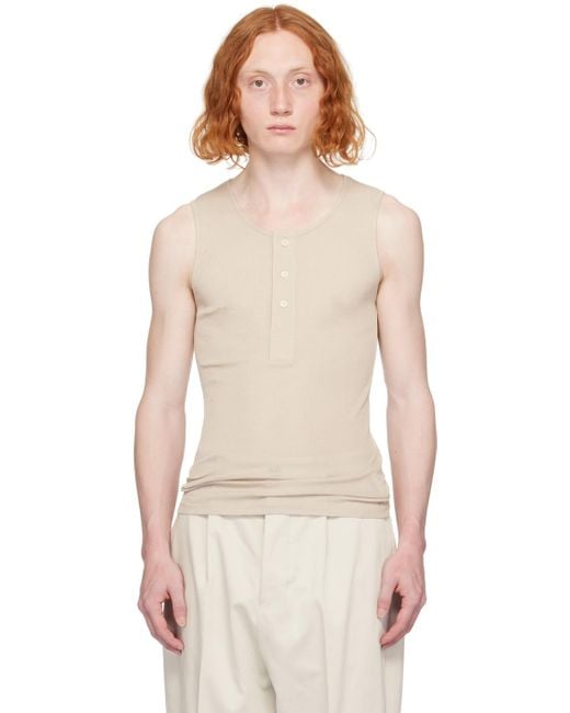 AMI Natural Beige Three-button Tank Top for men