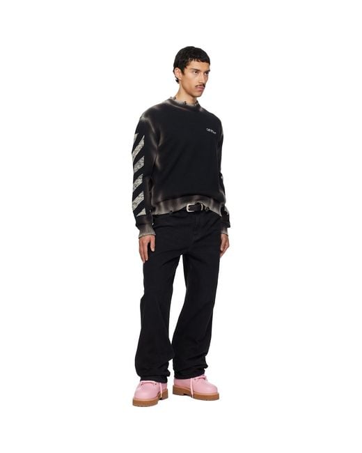 Off-White c/o Virgil Abloh Black Diagonal Arrow Corrosion Knit Crewneck Sweater for men