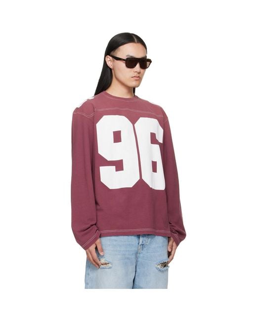 Acne Red Burgundy Logo Jersey T-Shirt for men