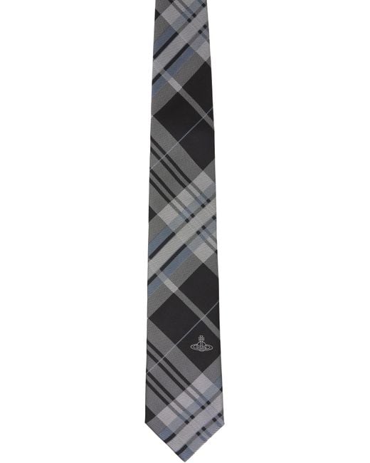 メンズ Vivienne Westwood ブラック＆グレー Tartan 8.5Cm ネクタイ Black