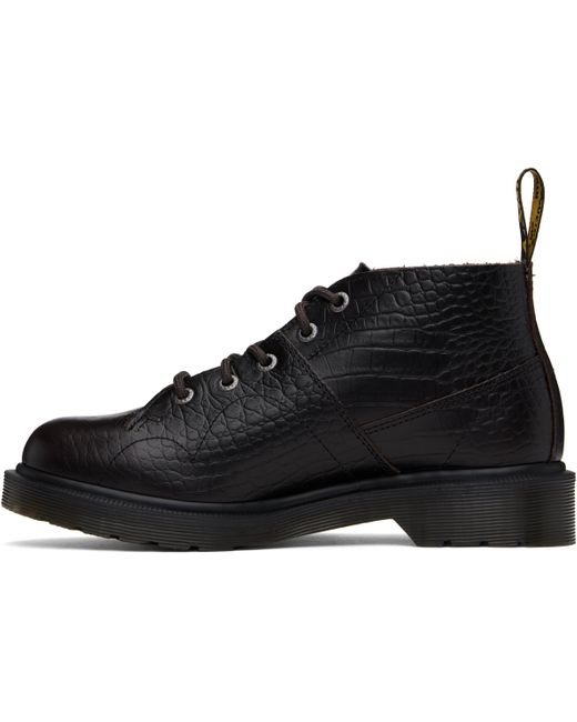 Dr. Martens ブラウン Church Crocodile Analine レザー ブーツ Black