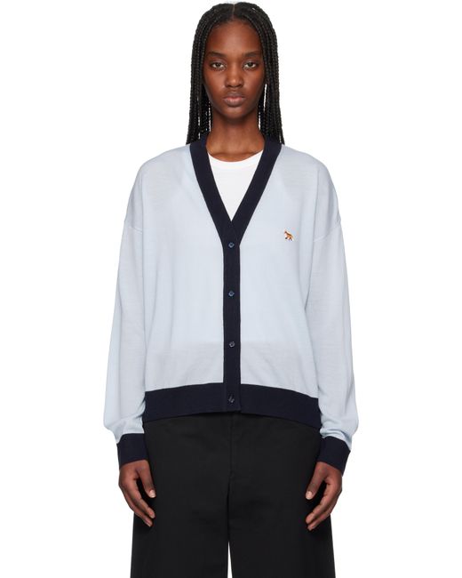 Cardigan Décontracté Bleu À Écusson À Logo De Renard Maison Kitsuné en coloris Black