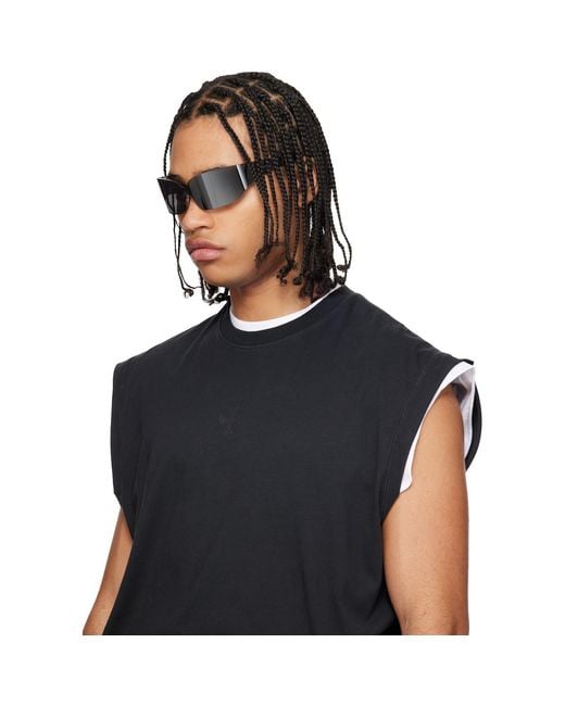 Balenciaga Black Mono Square Sunglasses for men