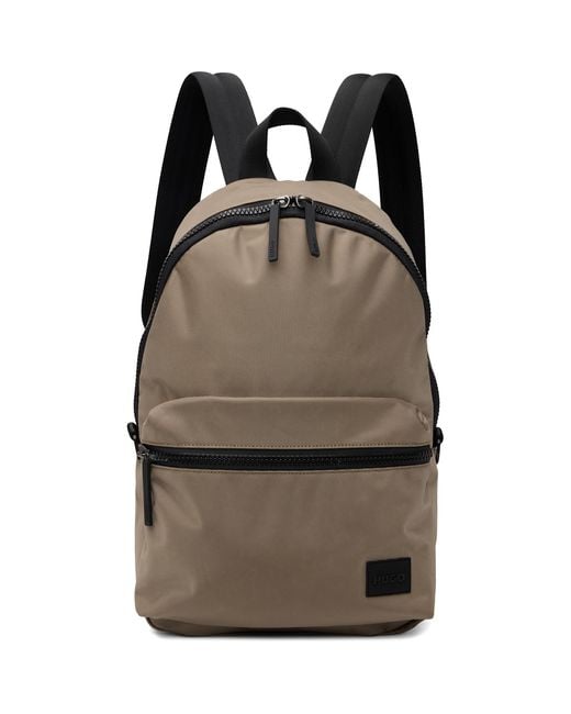 HUGO Black Logo Patch Backpack for men