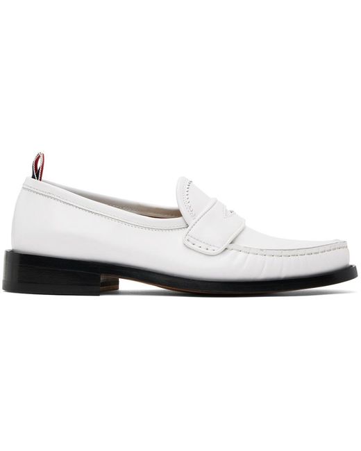Thom Browne Black White Spazzolato Pleated Varsity Loafers for men
