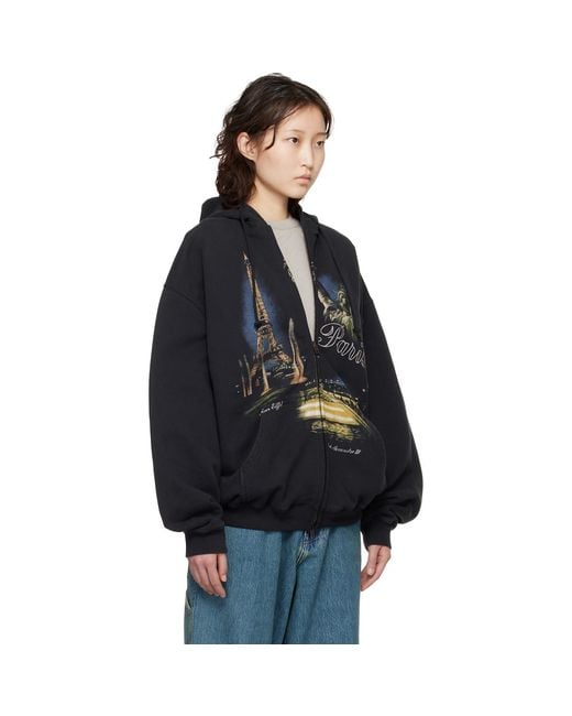 Vetements Blue 'Paris' Tourist Zip Up Hoodie