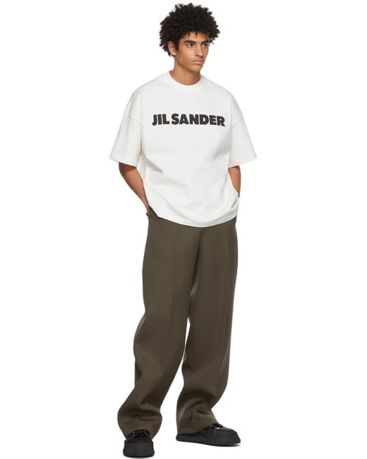 Jil Sander Cotton Off- Logo T-shirt in White for Men | Lyst